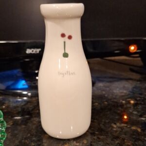 White Ceramic Vase with Cherry Design